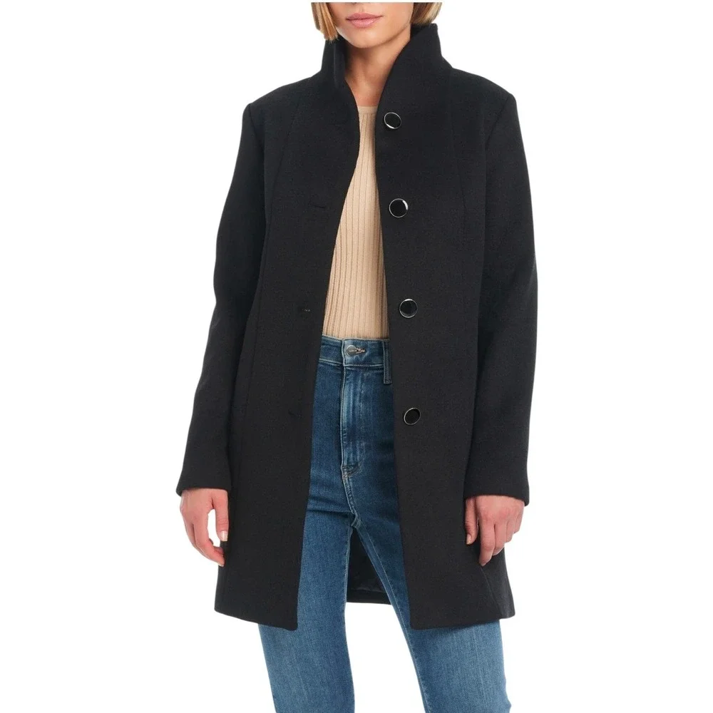 Kate Spade New York Black High Neck Wool Blend Coat Women's XL NWT - $348‎